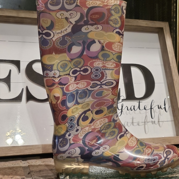 Coach Multicolor Patterned Rain Boots - Picture 1 of 13